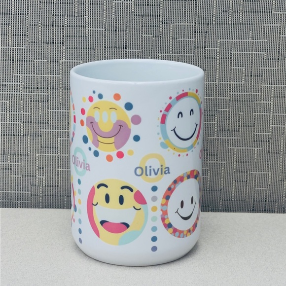 Custom Made Happy Faces with name Ceramic Mug (15 oz) - Picture 4 of 5